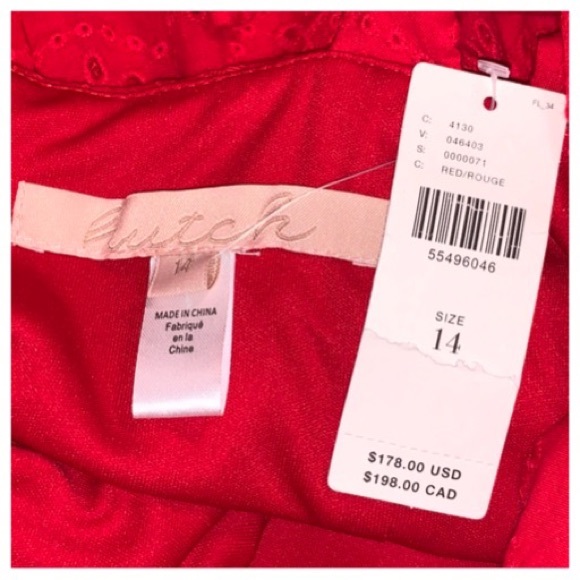 Anthropologie Red Sz 14 Kari Eyelet Midi Dress NWT - Picture 8 of 10